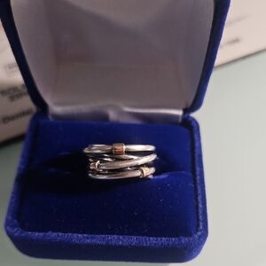 Elegant Sterling Silver and 14k Gold Women's Ring